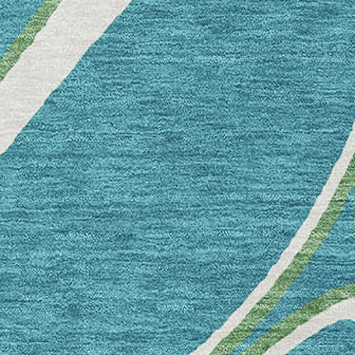 10' X 14' Geometric Washable Area Rug With UV Protection (681725) - Teal / Ivory / Green