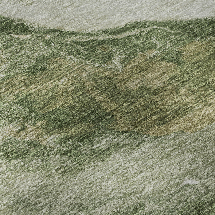 10' X 14' Abstract Washable Area Rug With UV Protection (716647) - Green / Ivory