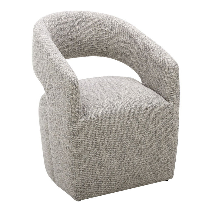 Upholstered Fabric Open Back Dining Room Arm Chair - Gray