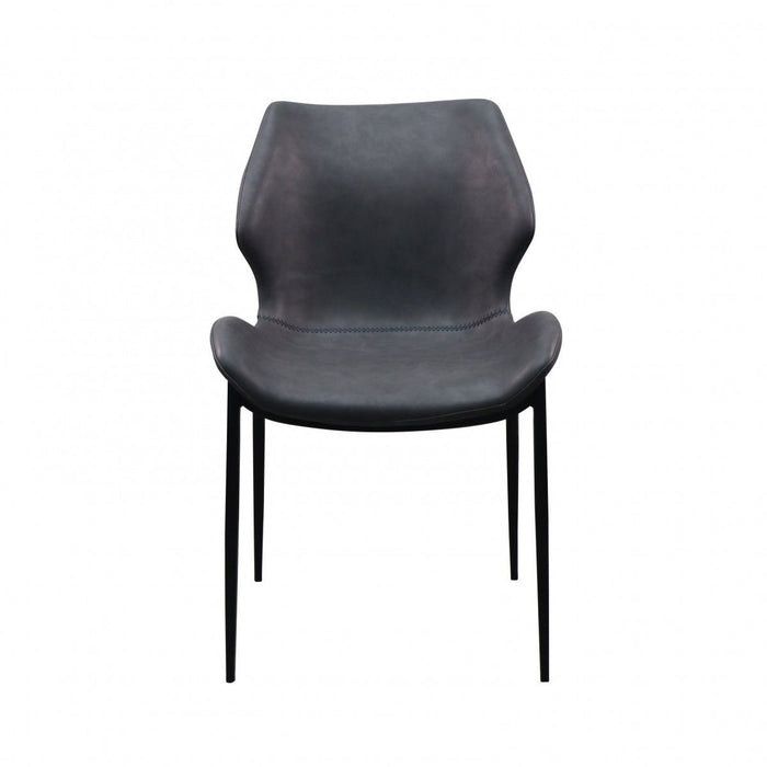 Upholstered Faux Leather Wing Back Dining Side Chairs (Set of 2) - Gray