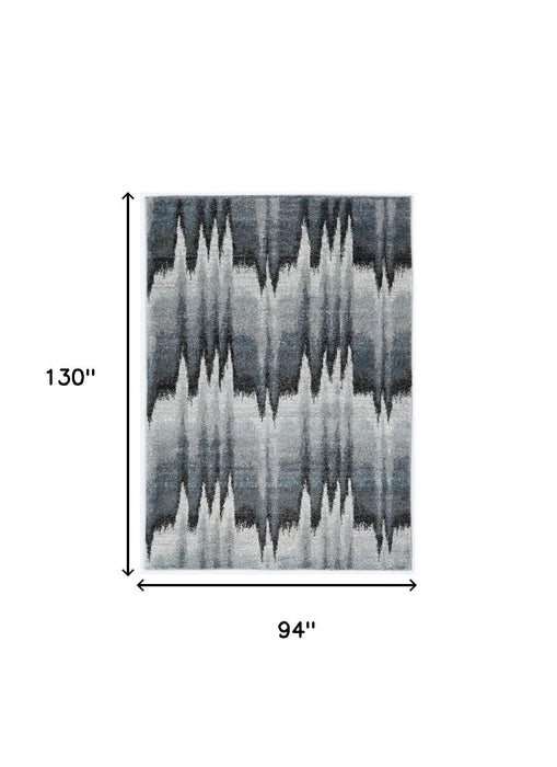 8' x 11' Abstract Area Rug - Ivory Blue And Gray