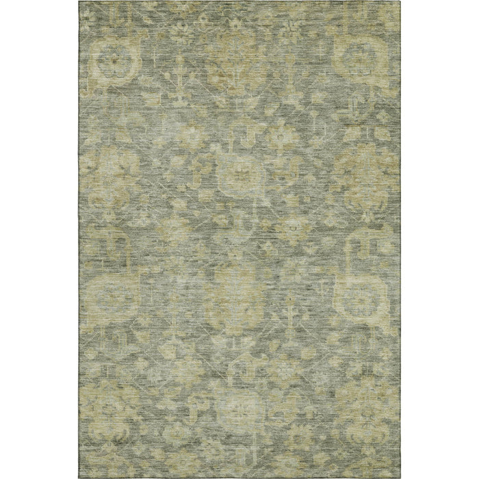 10' X 14' Damask Washable Area Rug With UV Protection (684418) - Sage / Gold