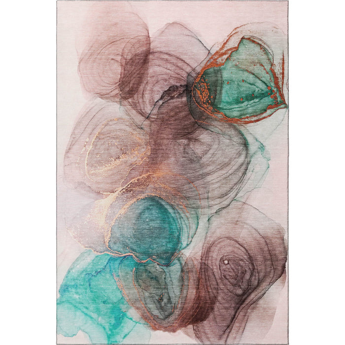 8' X 10' Abstract Washable Area Rug With UV Protection (647030) - Burgundy / Blue / Ivory