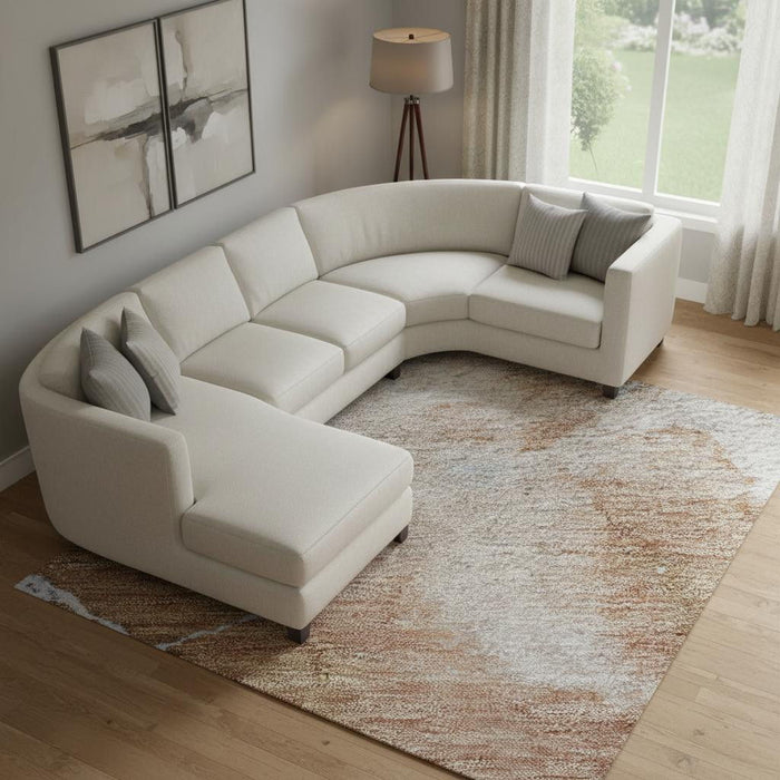 10' X 14' Abstract Washable Area Rug With UV Protection (701509) - Terra Cotta / Blue