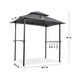 Giga outdoor grill gazebo with double-tier soft top canopy, steel frame, bar counters, and hooks for outdoor cooking and shade.