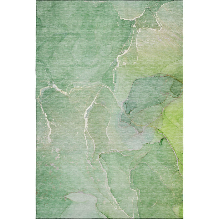 10' X 14' Abstract Washable Area Rug With UV Protection (646984) - Green / Ivory