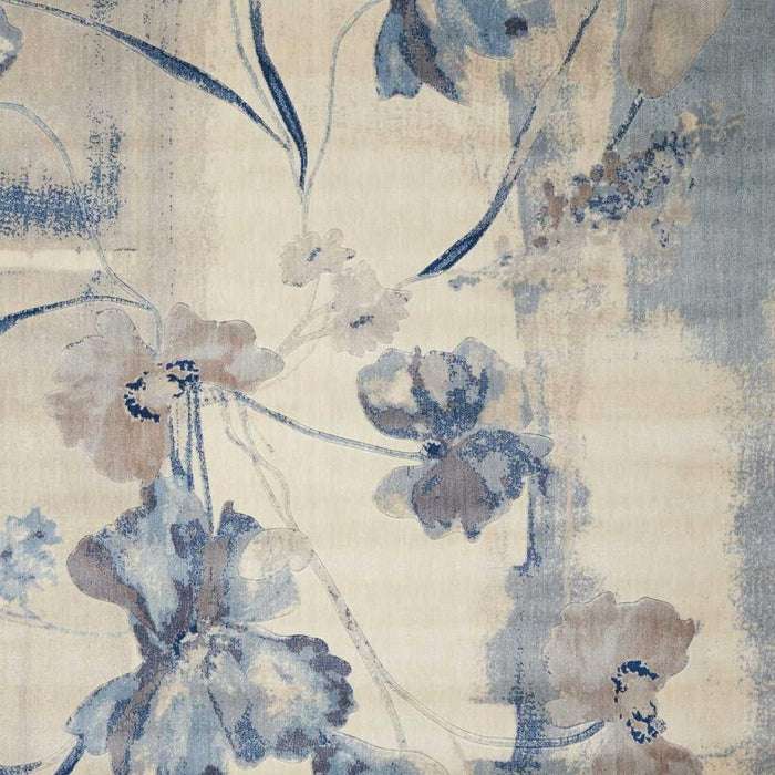 10' X 13' Floral Non Skid Area Rug (555932) - Ivory / Blue