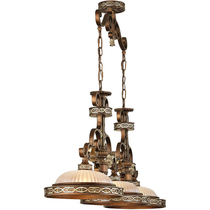 21" 3 Light Metal Dimmable Chandelier With Shades - Bronze