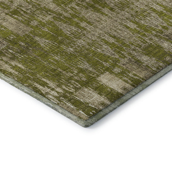 10' X 14' Moroccan Washable Area Rug With UV Protection (650218) - Olive Green / Beige