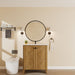 Giga folding floor cabinet vanity with ceramic sink, space-saving design, featuring a sleek white finish and compact storage space.