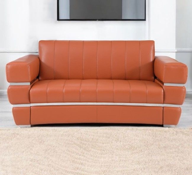 Italian Leather Loveseat - Camel