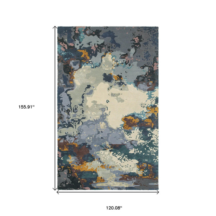 10' X 13' Abstract Hand Tufted Area Rug - Blue / Gray