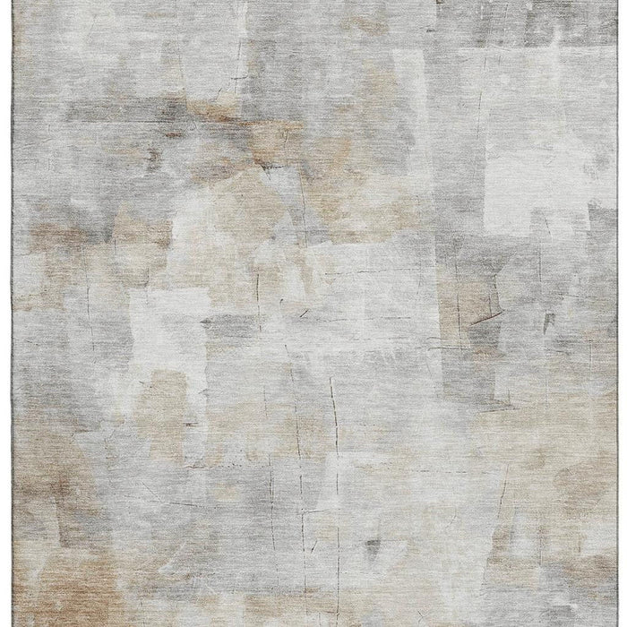 10' X 14' Abstract Washable Area Rug With UV Protection (696710) - Linen / Gray / Ivory