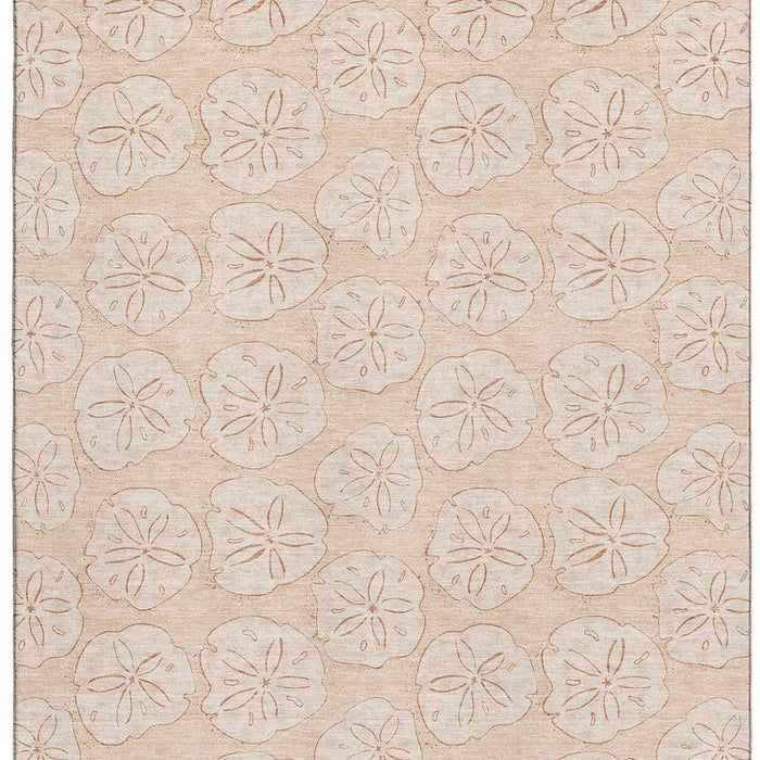 3' X 5' Geometric Washable Area Rug With UV Protection (646080) - Apricot / Ivory