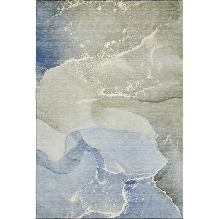 10' X 14' Abstract Washable Area Rug With UV Protection (647194) - Blue / Gray / Ivory