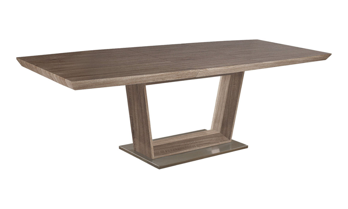 71" Wood And Metal Self-Storing Leaf Pedestal Base Extendable Dining Table - Gray