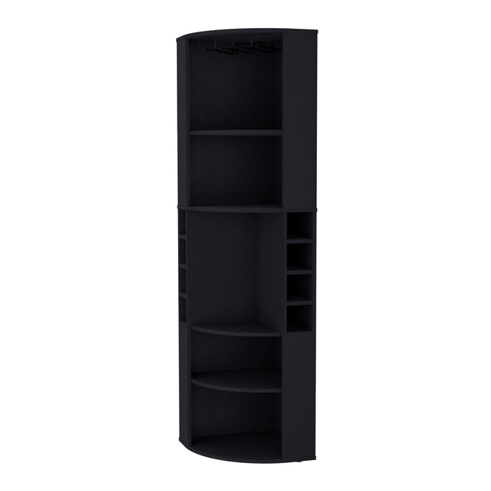 71" Wood Accent Corner Bar Cabinet - Black