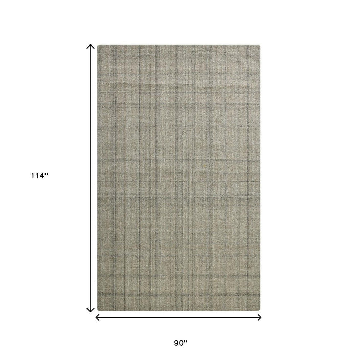8' X 10' Wool Plaid Hand Tufted Area Rug - Brown And Gray