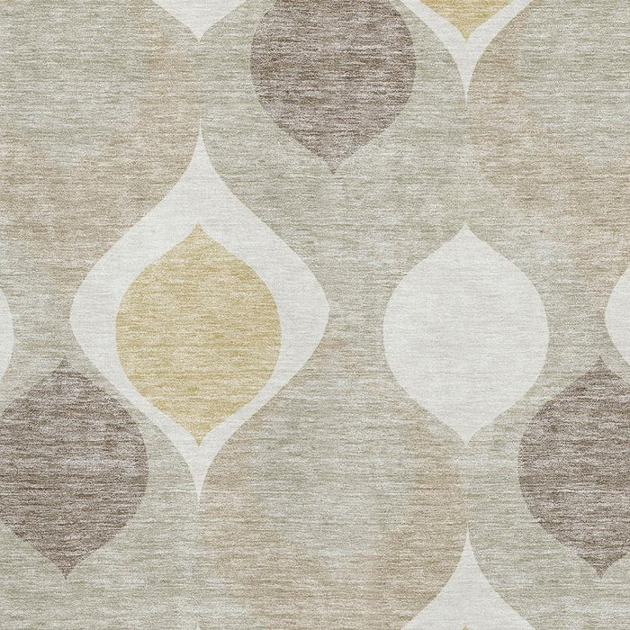 9' X 12' Ogee Washable Area Rug With UV Protection - Beige