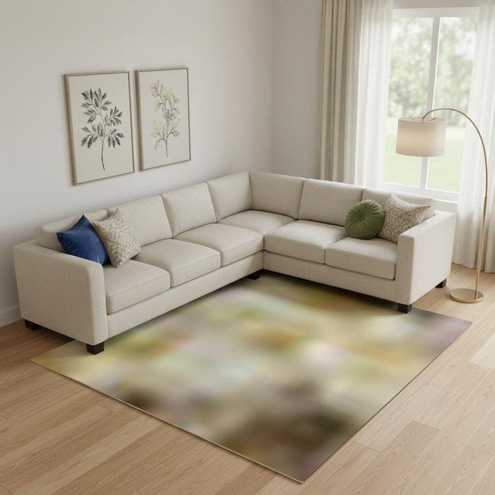 10' X 14' Geometric Washable Area Rug With UV Protection (710711) - Eggplant / Brown