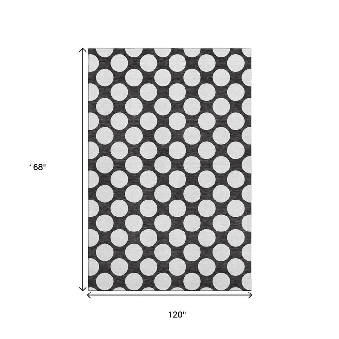 10' X 14' Polka Dot Washable Area Rug With UV Protection (673189) - Black / White