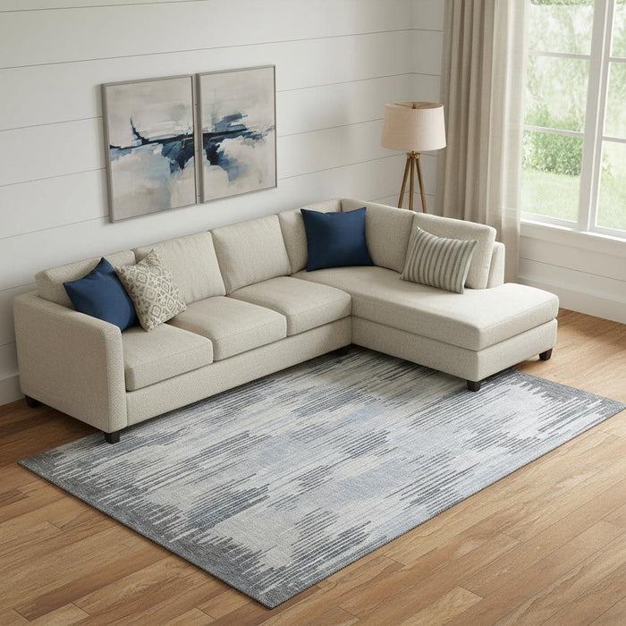 10' X 14' Striped Washable Area Rug With UV Protection (671024) - Gray / Silver