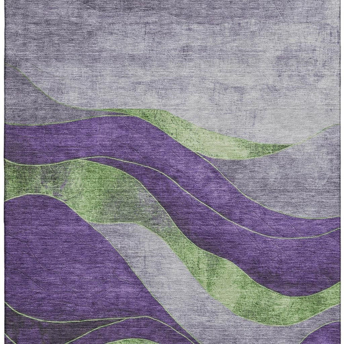 10' X 14' Abstract Washable Area Rug With UV Protection (707149) - Purple / Green