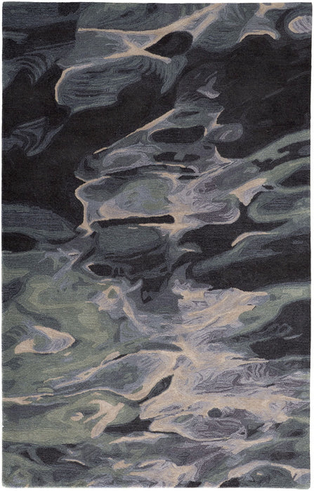 8' x 10' Wool Abstract Hand Tufted Area Rug - Blue And Black