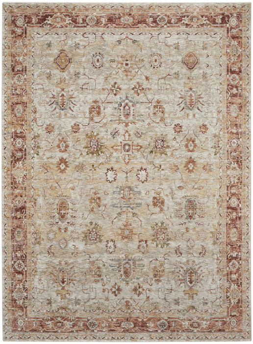 9' X 13' Floral Distressed Area Rug (553099) - Ivory / Red