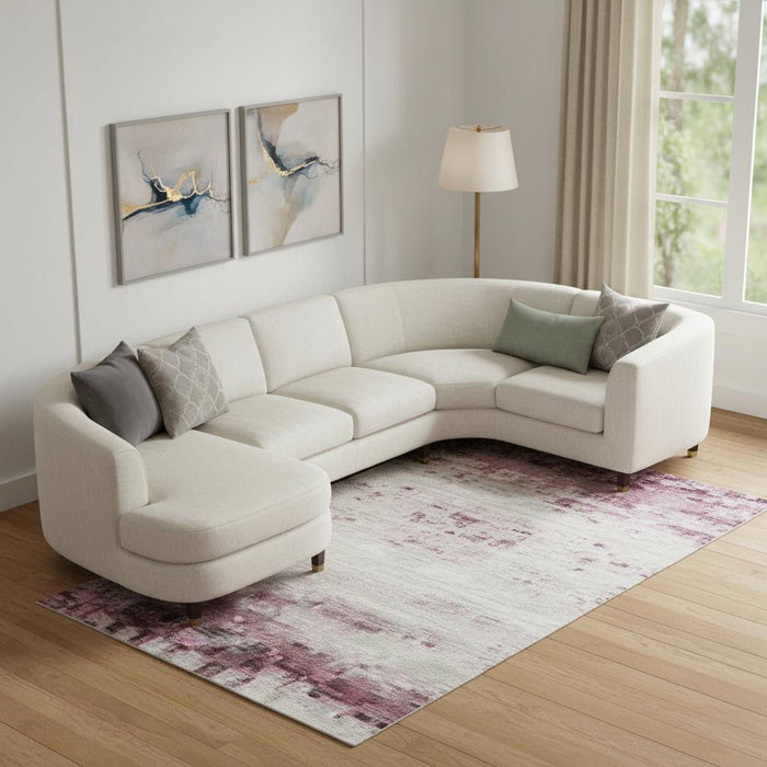 10' X 14' Striped Washable Area Rug With UV Protection (710022) - Blush / Ivory