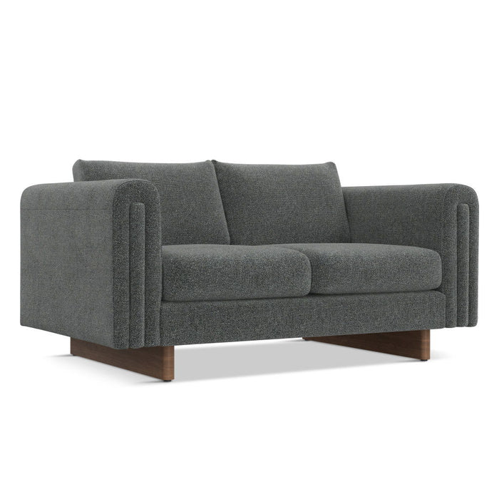 61" Fabric Sofa With Walnut Legs - Dark Gray