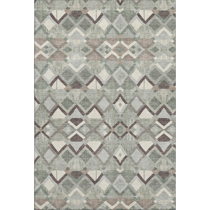 10' X 14' Geometric Washable Area Rug With UV Protection (692904) - Sage / Ivory / Taupe