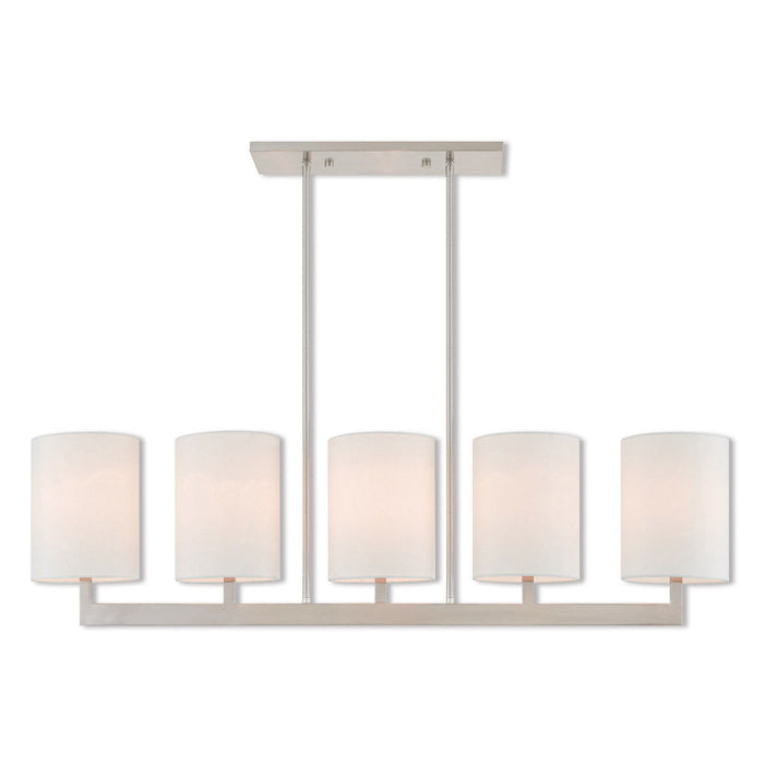 22'' Five-Light Dimmable Chandelier With Shades - Nickel