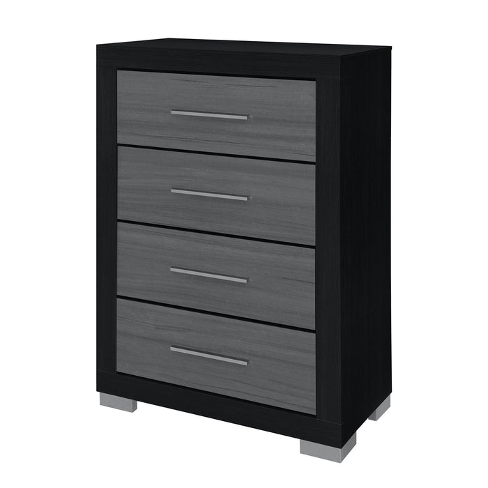 31" Wood Four Drawer Dresser - Black And Gray
