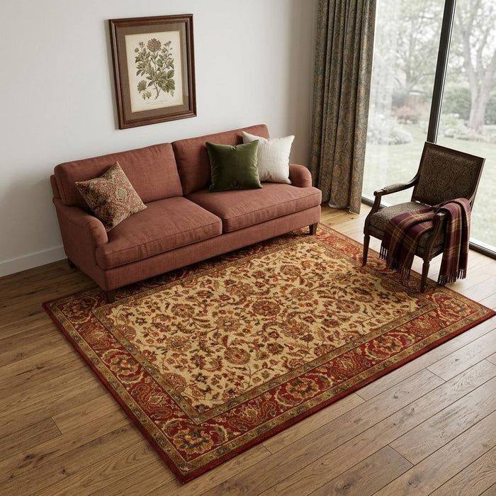5' X 8' Wool Oriental Hand Knotted Area Rug With Fringe (744191) - Red / Tan / Brown