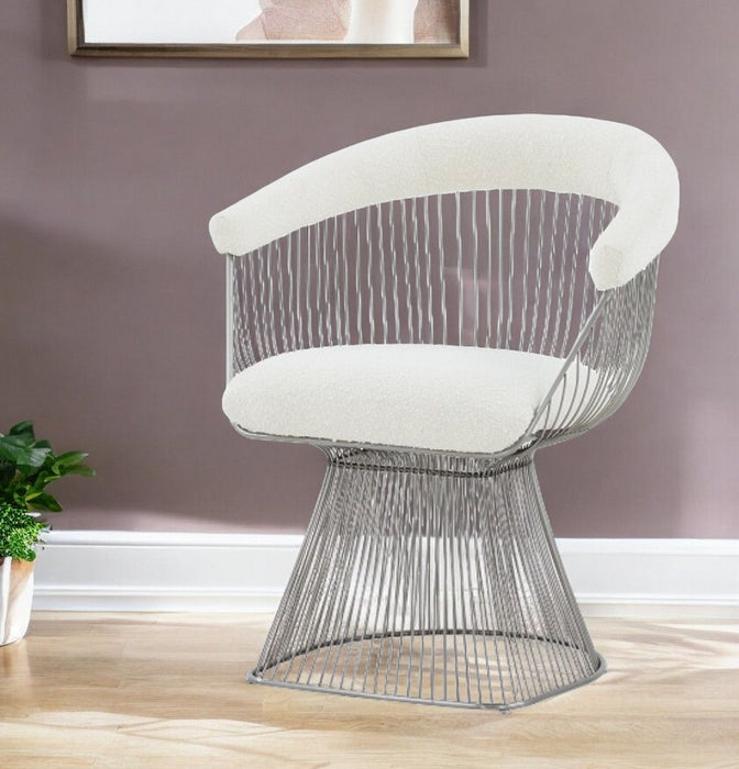 Fabric Steel Windsor Back Dining Side Chair - White