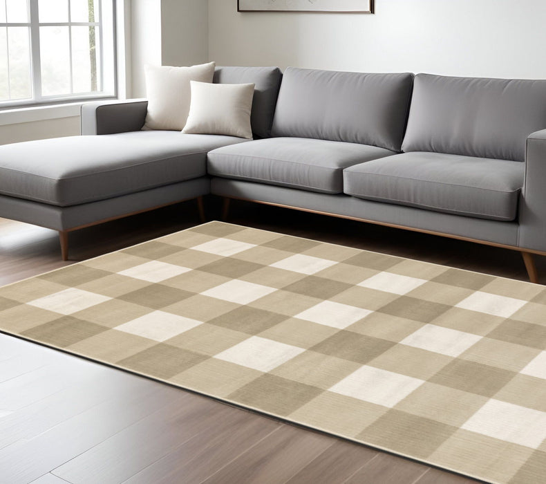 9.8' x 12.8' Geometric Power Loom Stain Resistant Area Rug - Beige And Ivory