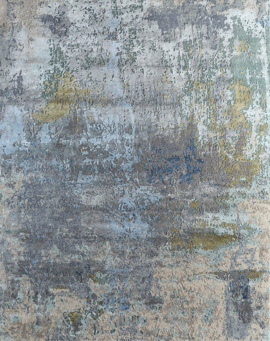 8' X 10' Abstract Hand Knotted Area Rug Genuine Wool Material - Blue