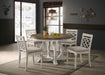 Giga Havanna 5-piece vintage walnut round dining table set with off-white chairs, ideal for stylish dining rooms.