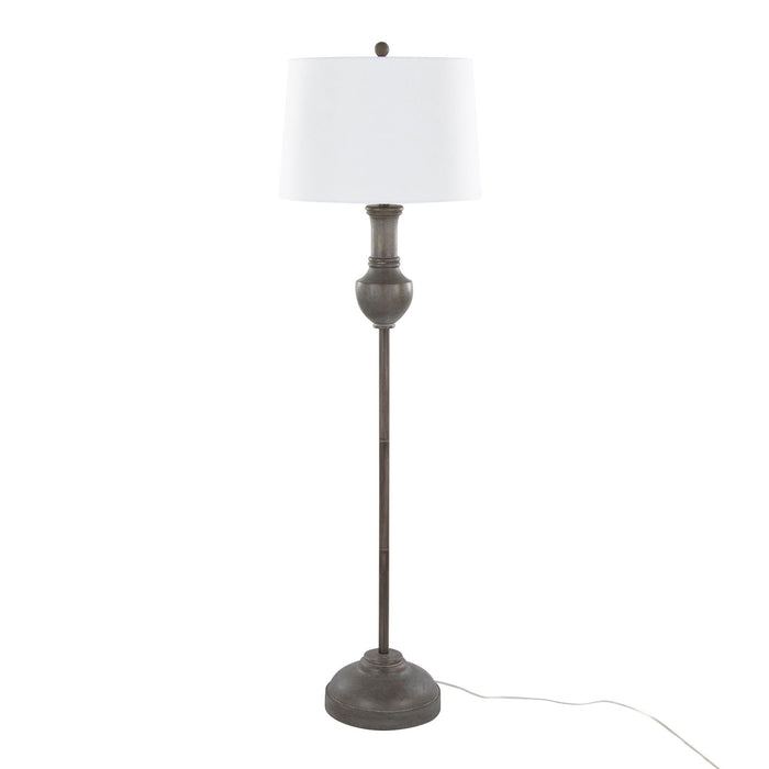 Griffin - 61" Polyresin Floor Lamp - Acid Gray Wood Finish And White Linen Shade