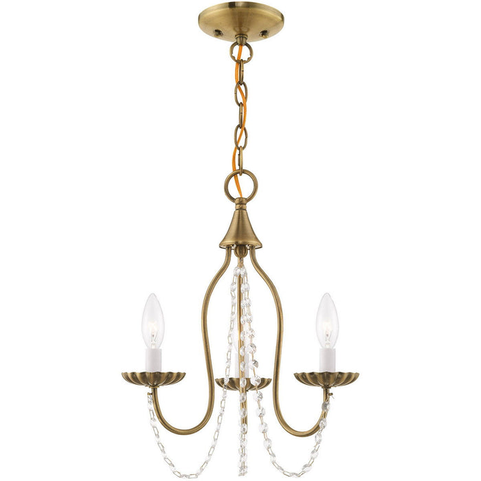 17'' Three Light Dimmable Chandelier With Shades - Antiqued Brass