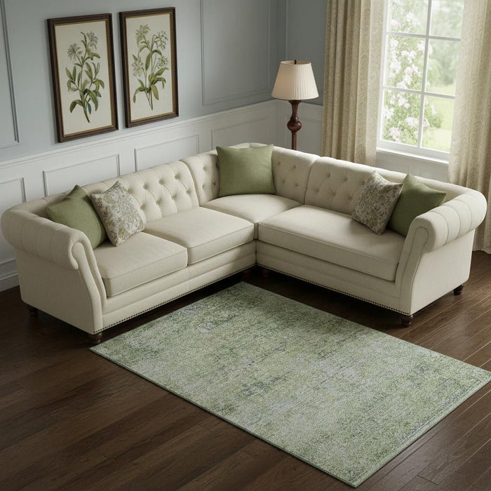 10' X 14' Abstract Washable Area Rug With UV Protection (717923) - Sage / Olive Green