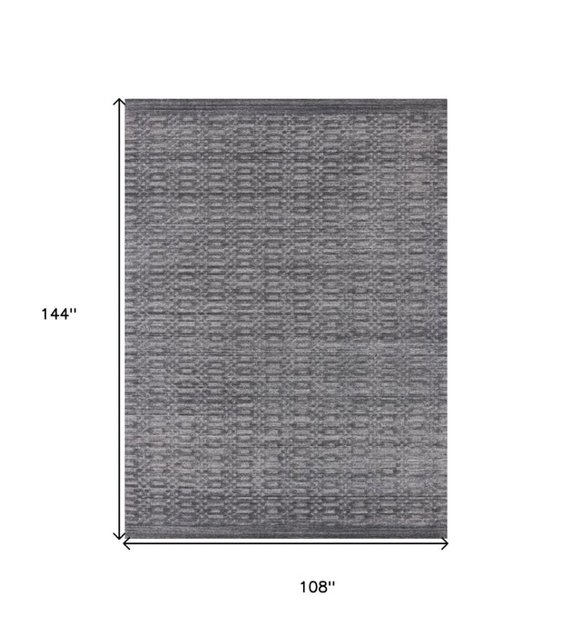 9' x 12' Gray Hand Loomed Area Rug - Charcole And Dark