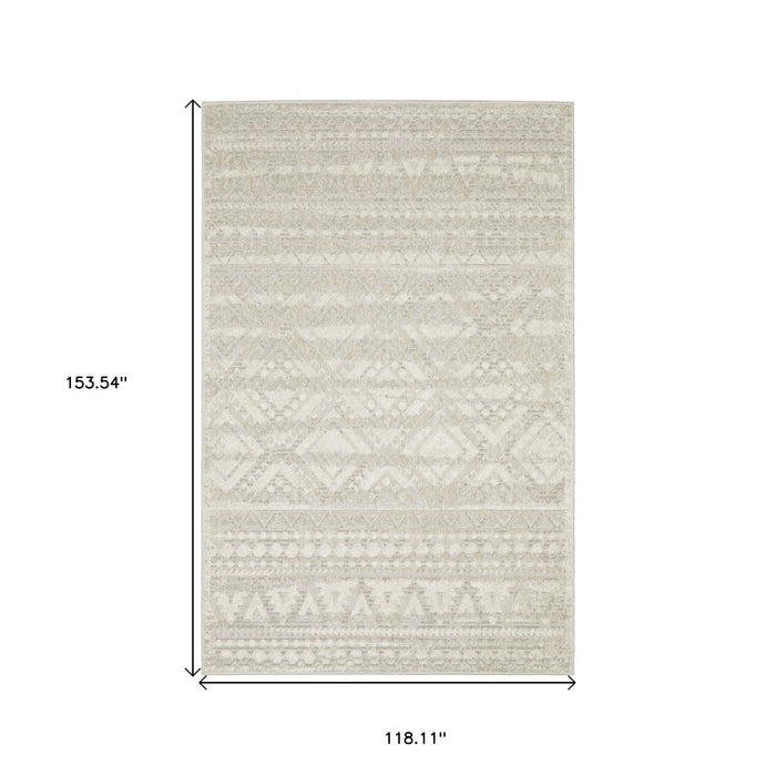 10' X 13' Tribal Area Rug - Beige And Ivory