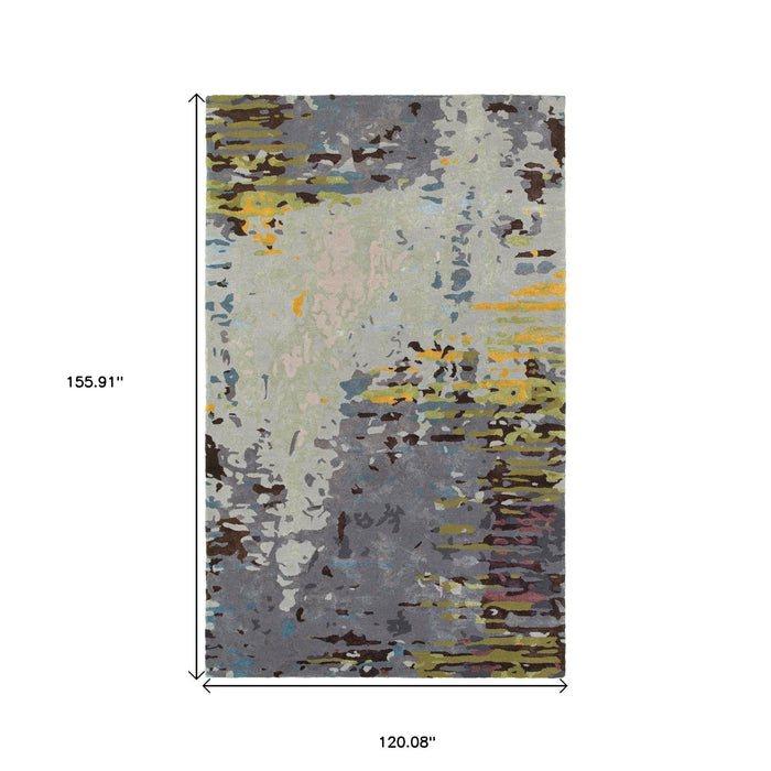 10' X 13' Abstract Hand Tufted Area Rug - Gray