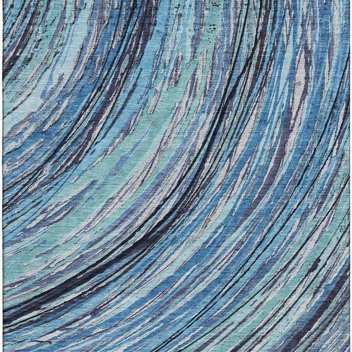 10' X 14' Abstract Washable Area Rug With UV Protection (717614) - Blue / Ivory