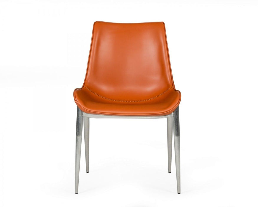 Upholstered Faux Leather Wing Back Dining Side Chairs (Set of 2) - Terra Cotta