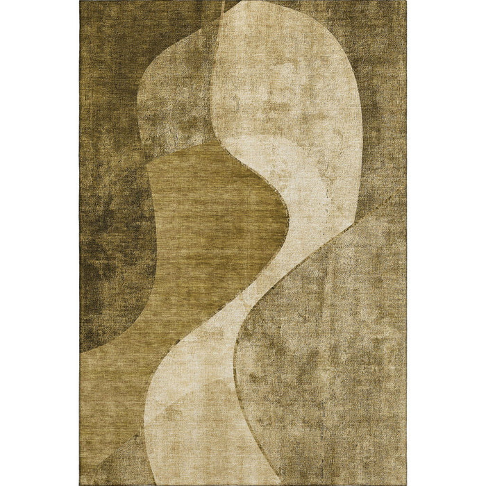 9' X 12' Abstract Washable Area Rug With UV Protection (653157) - Brown / Beige