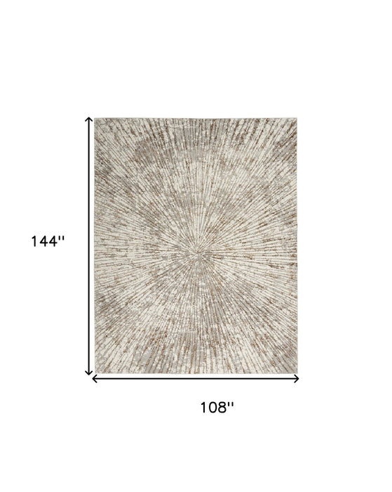 12' X 9' Abstract Area Rug - Gray / Ivory
