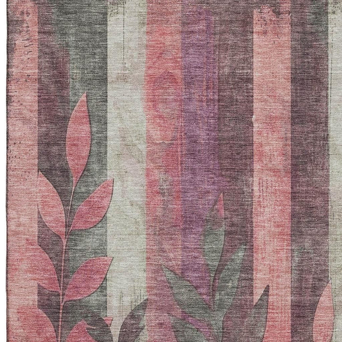 10' X 14' Floral Washable Area Rug With UV Protection (706385) - Blush / Gray